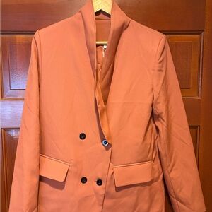 Women’s Burnt Orange Double-Breasted Blazer – Size Small